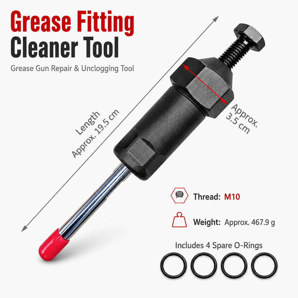 Grease Passage Cleaner Tool Kit With M6 M8 Adapters Spare O‑Rings for Unclogging Blocked Machinery Grease Fittings